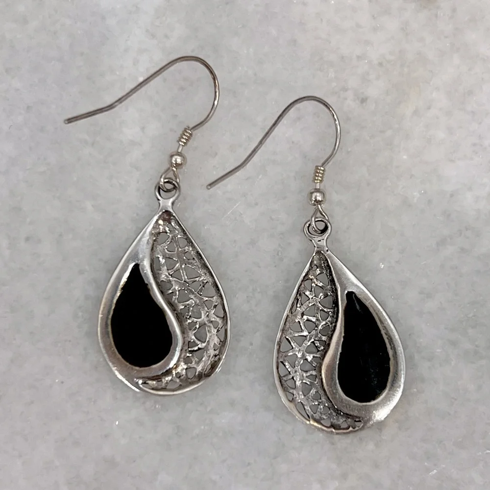 Abalone Shell Sterling Silver Dangle Earrings - Picture 9 of 11